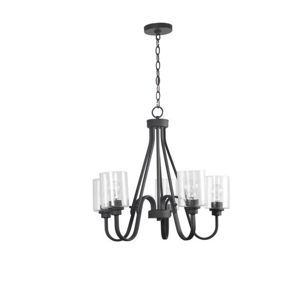Covina 5Light Bronze Chandelier with Clear Seedy Glass Shades 11498