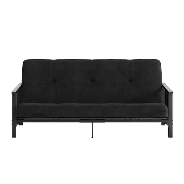 REALROOMS Bretta Contemporary Black Metal Arm Futon Frame