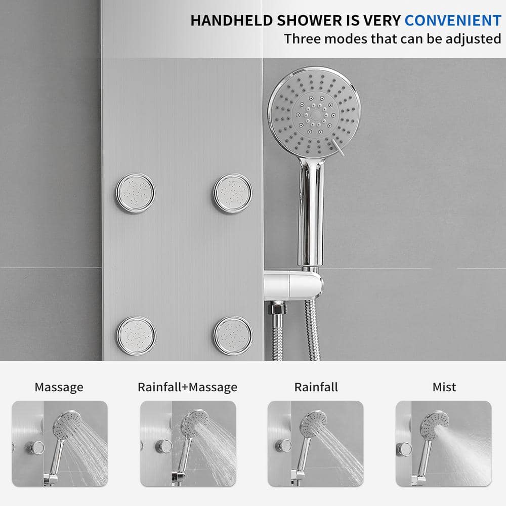Nickel Chrome 60.55'' Shower Panel with Adjustable Shower Head