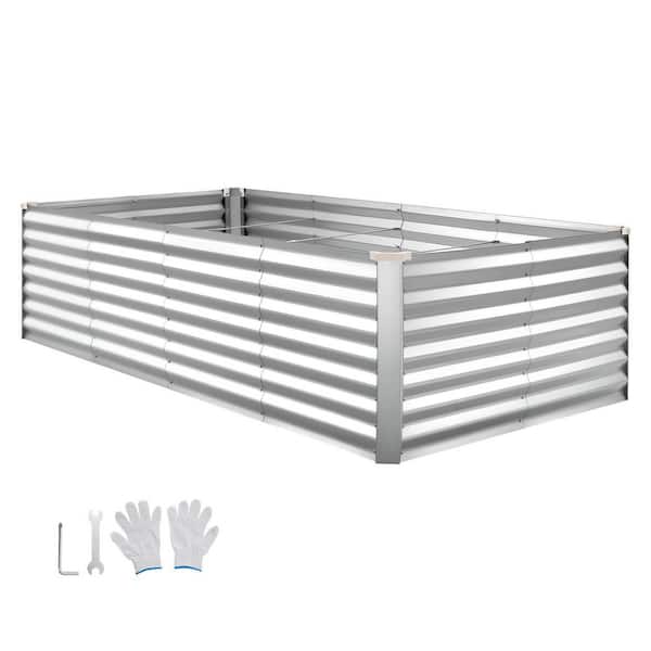 8 x 4 x 2 ft. Galvanized Rectangular Raised Garden Bed Alu-Zinc Metal Planter Bottomless Outdoor Box Silver, 2025 Update