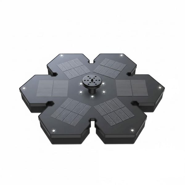 3.5-Watt Solar Fountain Snowflake Style Spitter Solar Powered Water Fountain with 2000mAh Battery, LED Lights, 7-Nozzles
