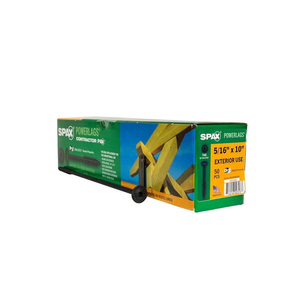 5/16 in. x 10 in. Exterior Washer Head Structural Wood Lag Screws Powerlags Torx T-Star (50 Each) Bit Included price history on PriceWatchPro