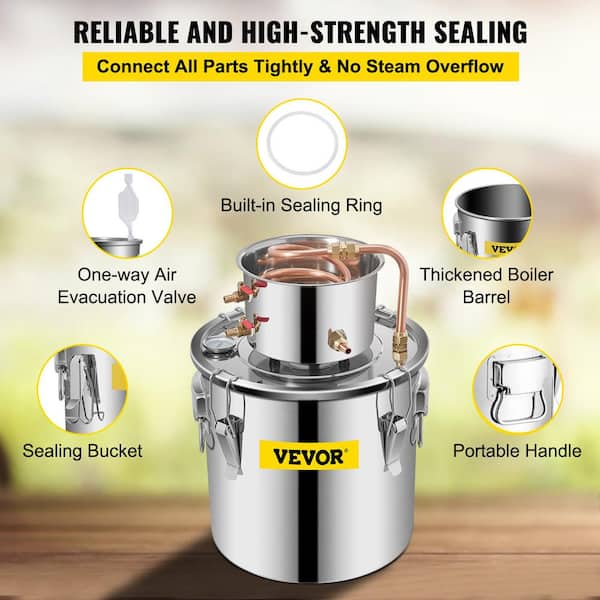 VIVOHOME Alcohol Still Stainless Steel Pots Home Brewing Kit with Built-in  Thermometer