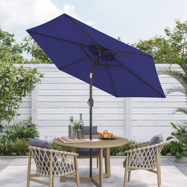 7.5 ft. Patio Market Crank and Tilt Umbrellas, Table Umbrellas,UV-Resistant Canopy in Navy Blue