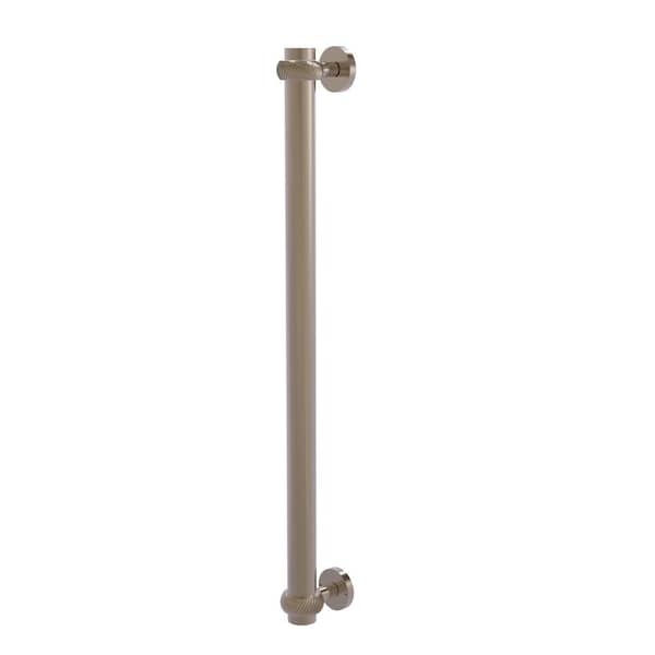 18 in. Center-to-Center Refrigerator Pull with Twisted Aents in Antique Pewter