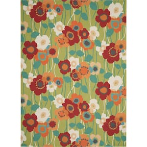 Pic-A-Poppy Seaglass 8 ft. x 11 ft. Floral Vintage Indoor/Outdoor Patio Area Rug