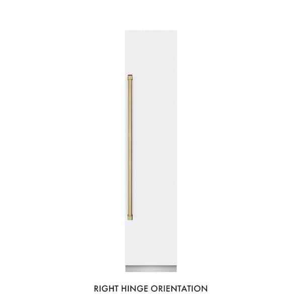 18 in. 8.6 cu. ft. White Matte Right Hinge Upright Column Freezer in Graphite Gray and Champagne Bronze Accents