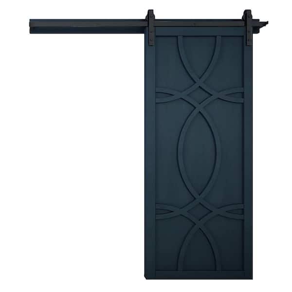 VeryCustom 30 in. x 84 in. The Hollywood Admiral Wood Sliding Barn Door with Hardware Kit in Stainless Steel