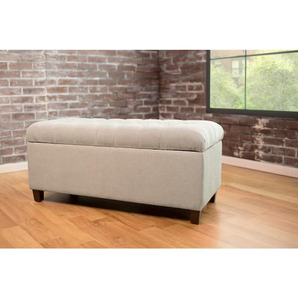 Ainsley Light Gray 40 in. Bedroom Bench Without Back Button Tufted with Storage