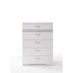 Naima II White 5 Drawer 18 in. Chest of Drawers