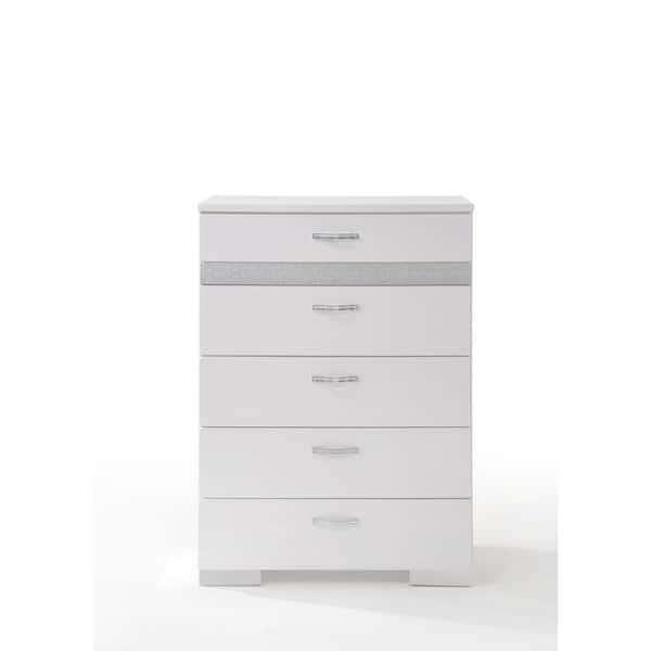 Acme Furniture Naima II White 5 Drawer 18 in. Chest of Drawers