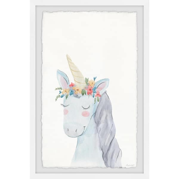 Unbranded "Unicorn Flower Crown" by Marmont Hill Framed Fantasy Art Print 18 in. x 12 in.