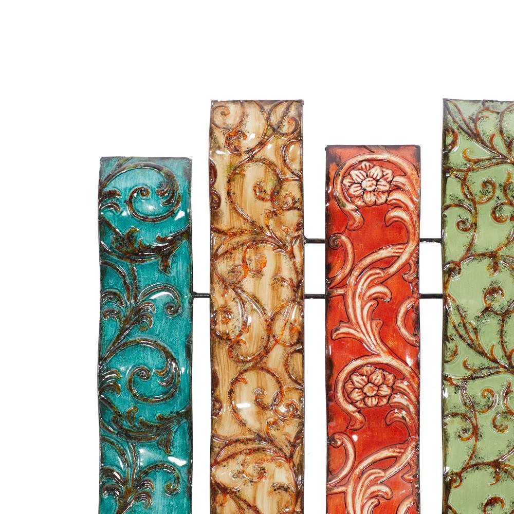 Multicolor Embossed Metal Wavy Panel Wall Sculpture