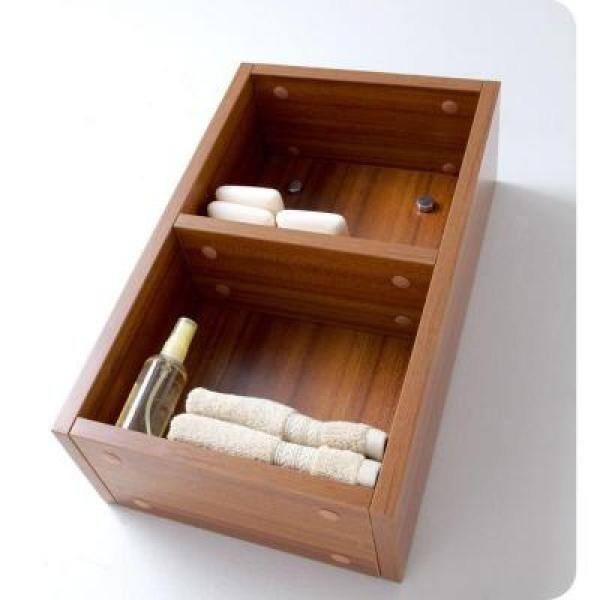 Teak Wall-Mounted Bathroom Cabinet with Adjustable Shelves