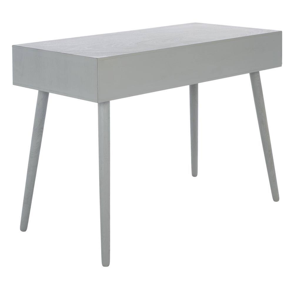 Distressed Grey Wood Mid-Century Writing Desk with Drawer