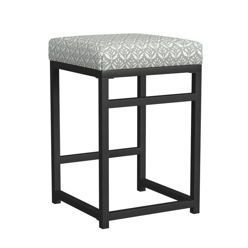 24-Inch Backless Light Gray Print Metal Counter Stool