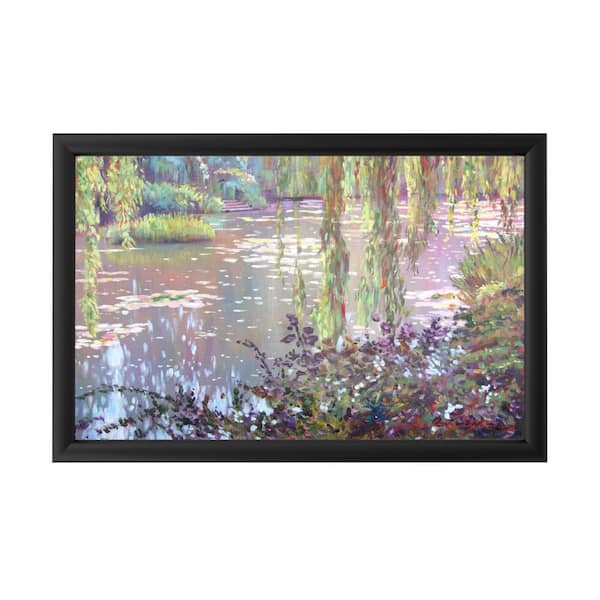 Trademark Fine Art "Homage to Monet" by David Lloyd Glover Framed with LED Light Landscape Wall Art 16 in. x 24 in.