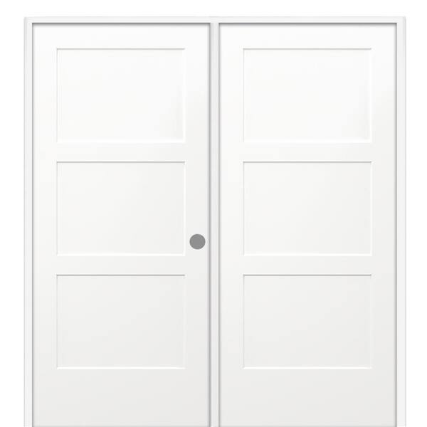 MMI Door 56 in. x 80 in. Birkdale Primed Left-Handed Solid Core Molded Composite Prehung Interior French Door on 4-9/16 in. Jamb
