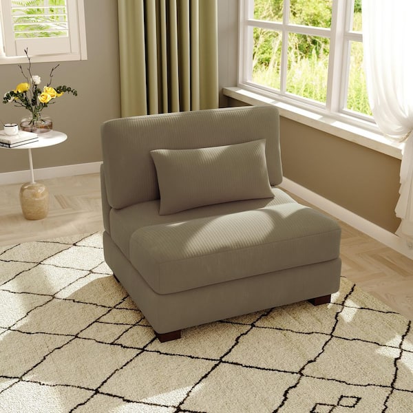 Uixe 38 in. Armless Corduroy Rectangle Sectional Center 1-Seat