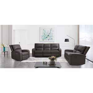Jove 62 in. Gray High Grade Leatherette 2-Seater Loveseat Recliner With USB Port And Adjustable Headrest