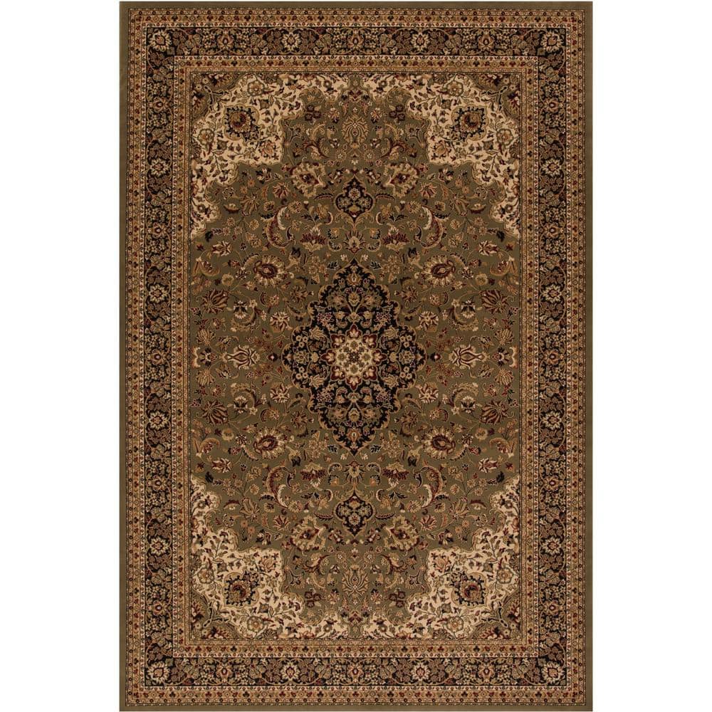 Black Medallion Synthetic Easy Care Stain-resistant Area Rug