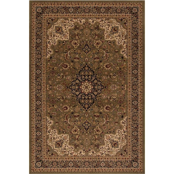 Concord Global Trading Persian Classics Medallion Kashan Green 8 ft. x 11 ft. Area Rug