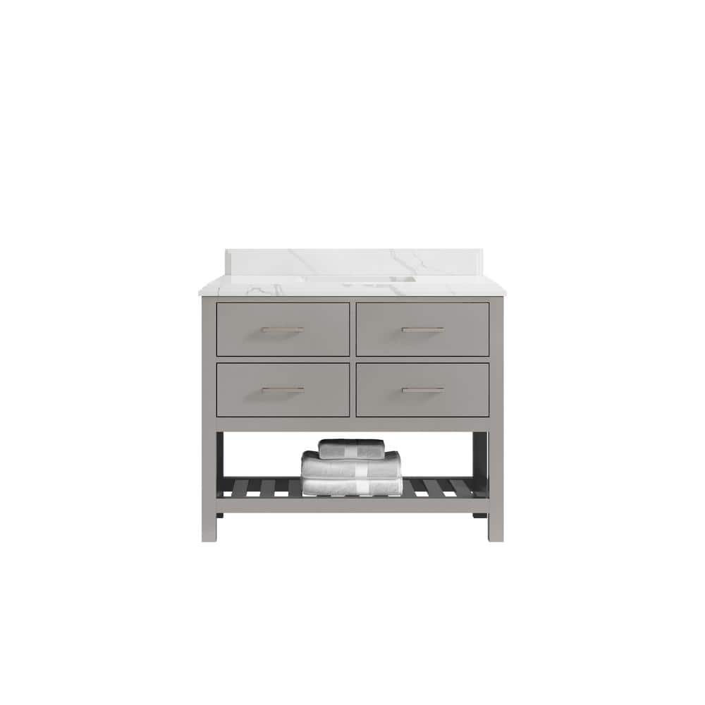 Parker 42 in. W x 22 in. D x 36 in. H Bath Vanity in Elephant Gray with Cove Edge Calacatta Quartz Top price history on PriceWatchPro