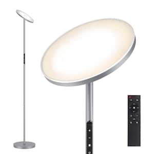 71 in. Dark Sky Gray Industrial Dimmable LED Torchiere Floor Lamp with Adjustable Head and Color Temperature Control