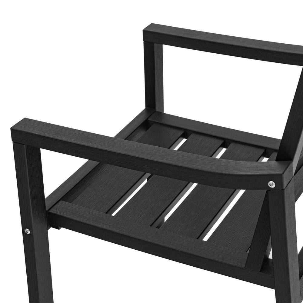 Black Metal Frame All-Weather Outdoor Dining Armchairs Set
