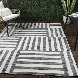 Addison Charcoal 5 ft. 3 in. x 7 ft. Stripe Indoor/Outdoor Area Rug