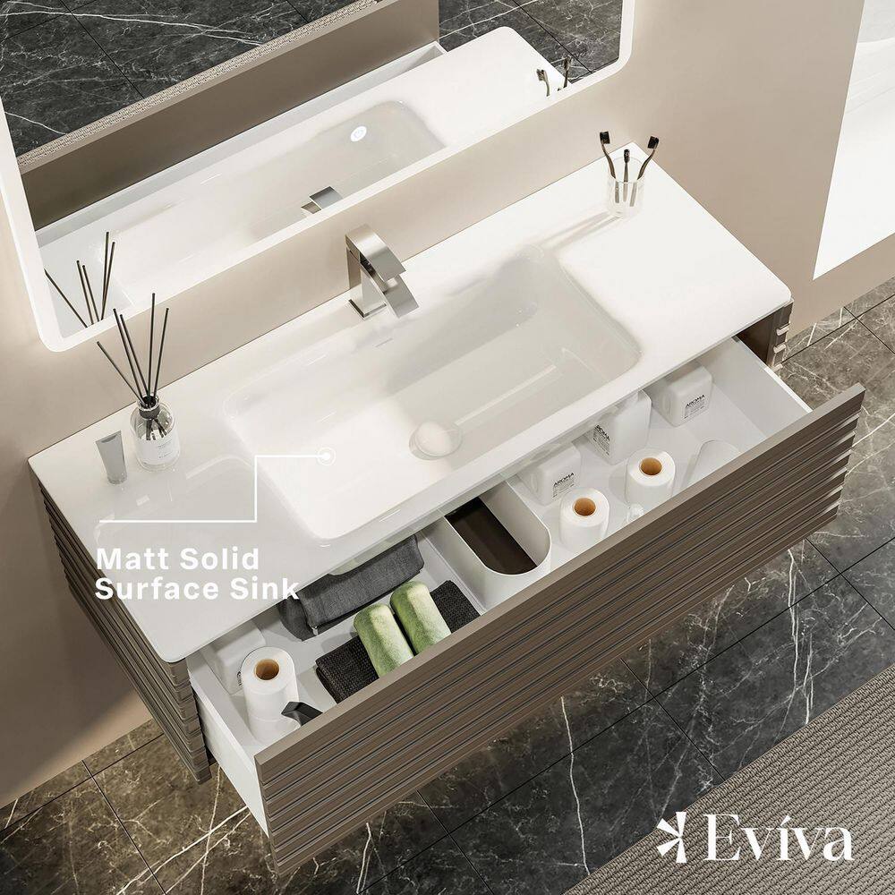Smog Grey 42" Wall Mount Vanity with Integrated Sink