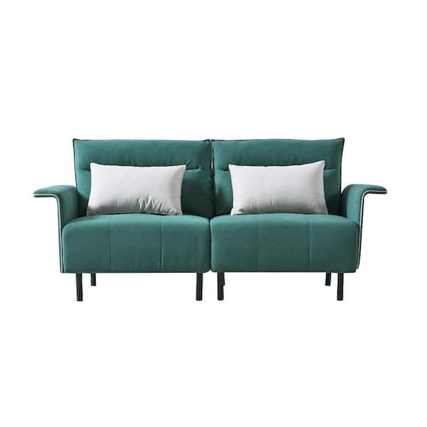 Unbranded 72.4 in. Wide Slope Arm Suede Mid-Century Straight Tufted Sofa Couch in Green