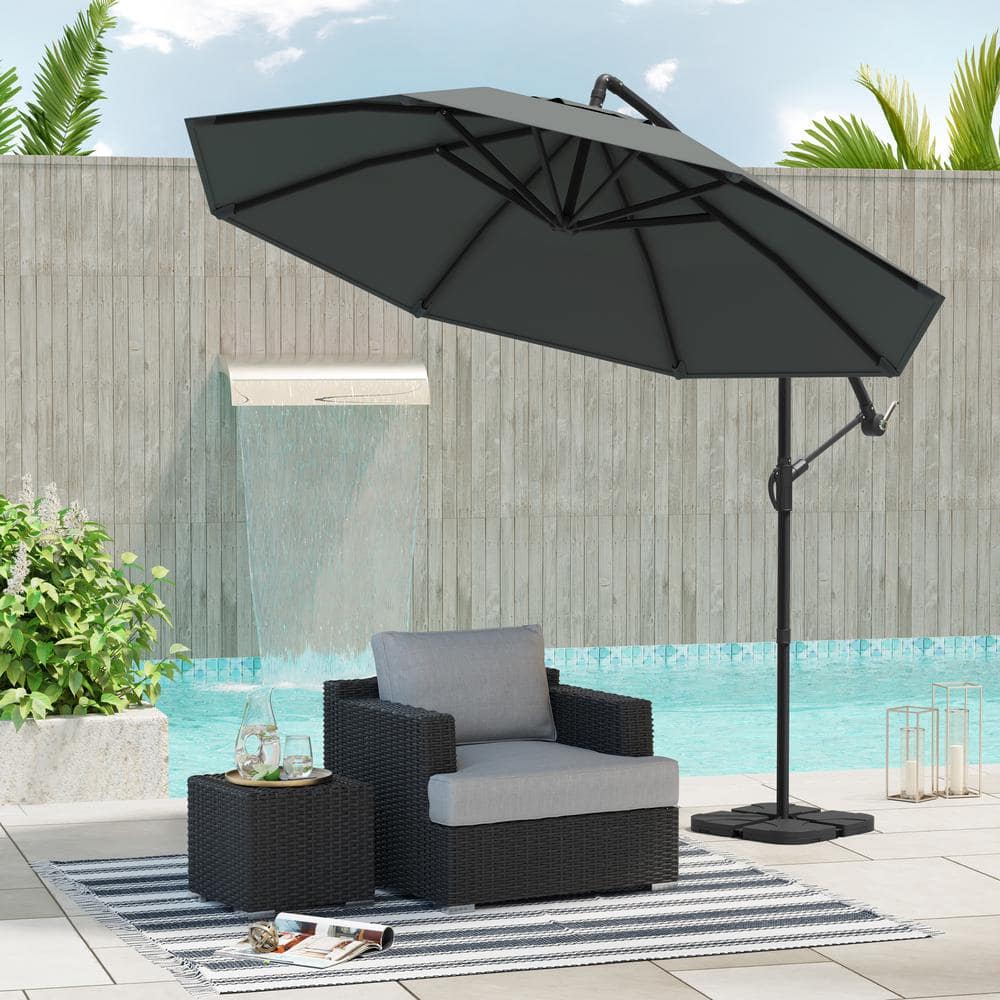 CORVUS Vera 10 ft. Steel Cantilever Hanging Canopy Patio Umbrella in ...