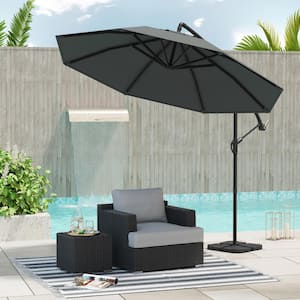 Vera 10 ft. Steel Cantilever Hanging Canopy Patio Umbrella in Dark Gray