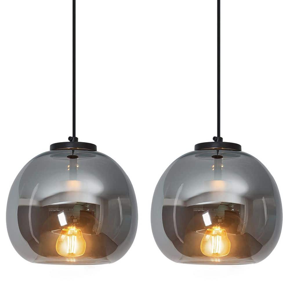 Home Lighting ‎60-Watts 1 Light 7. 87in Mirror Smoke Gray Glass Pendant Light for Bedroom, No Bulbs Included, 2Pack price history on PriceWatchPro