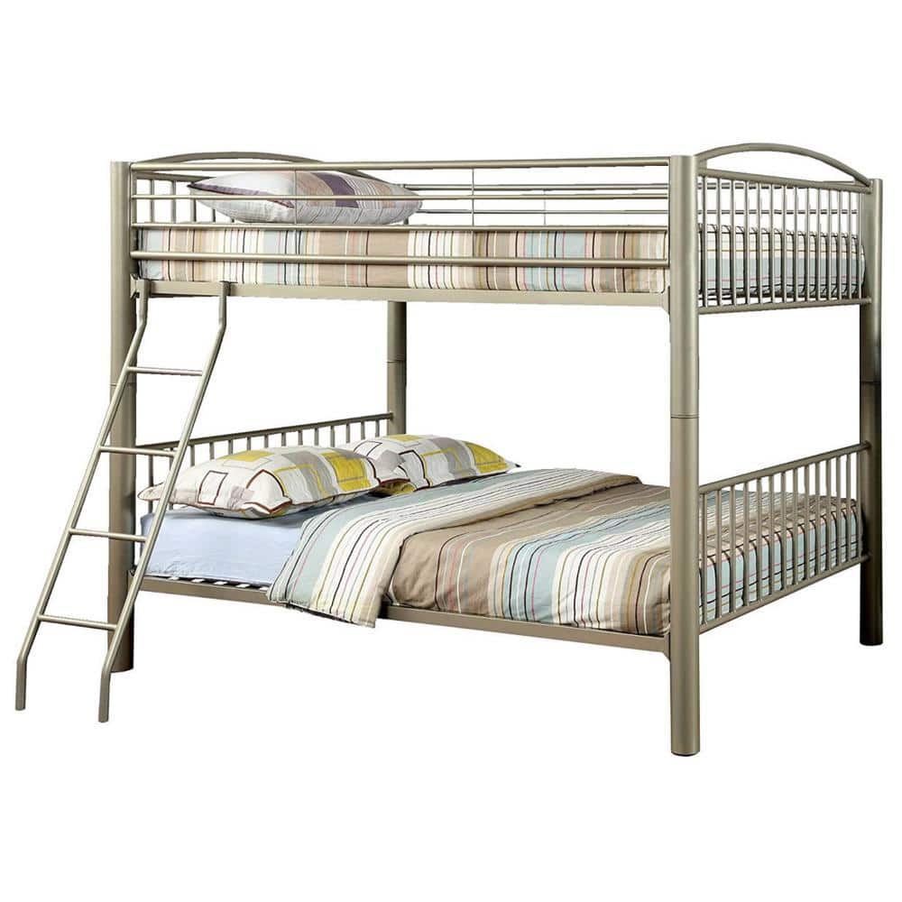 Benjara Gold Full Adjustable Bunk Bed with Ladders BM137679 The Home