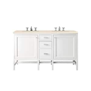 Addison 60 in. W x 23.5 in. D x 35.5 in. H Bath Vanity in Glossy White with Eternal Marfil Quartz Top