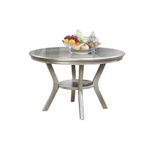Amina Contemporary 48 in. W Round Wood Champagne 4 Legs Dining Table (Seats 4)
