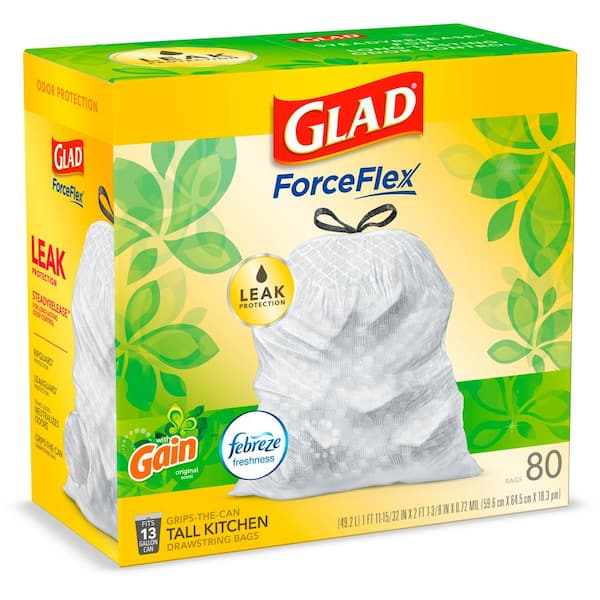 Glad ForceFlexPlus XL 20 Gallon Kitchen Trash Bags, Fresh Clean Scent,  Febreze Freshness, 30 Bags