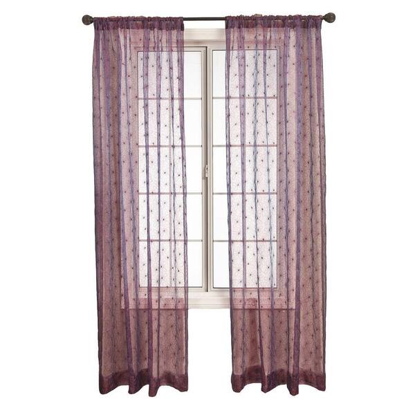 null Sheer Purple Fantasia Rod Pocket Curtain - 55 in.W x 84 in. L