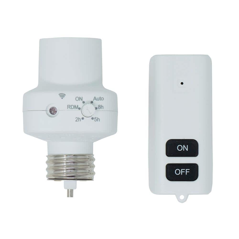 White Indoor Light Control Socket with Remote and Timer