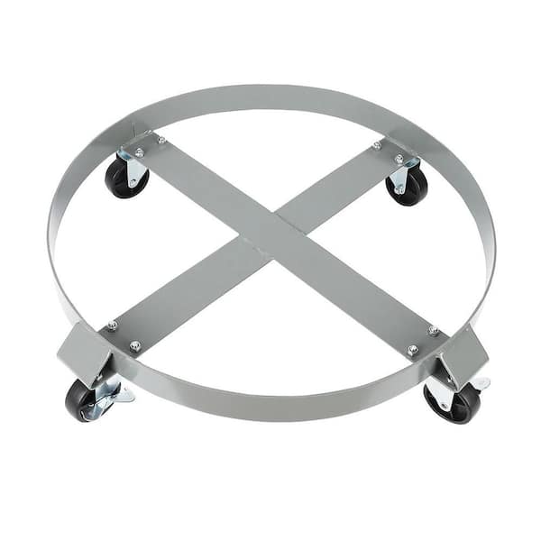 55 gal. Drum/Barrel Dolly 2-Pack-1000 lb. Capacity Heavy-Duty Steel with 4-Swivel Casters, Brake and Cross Braces