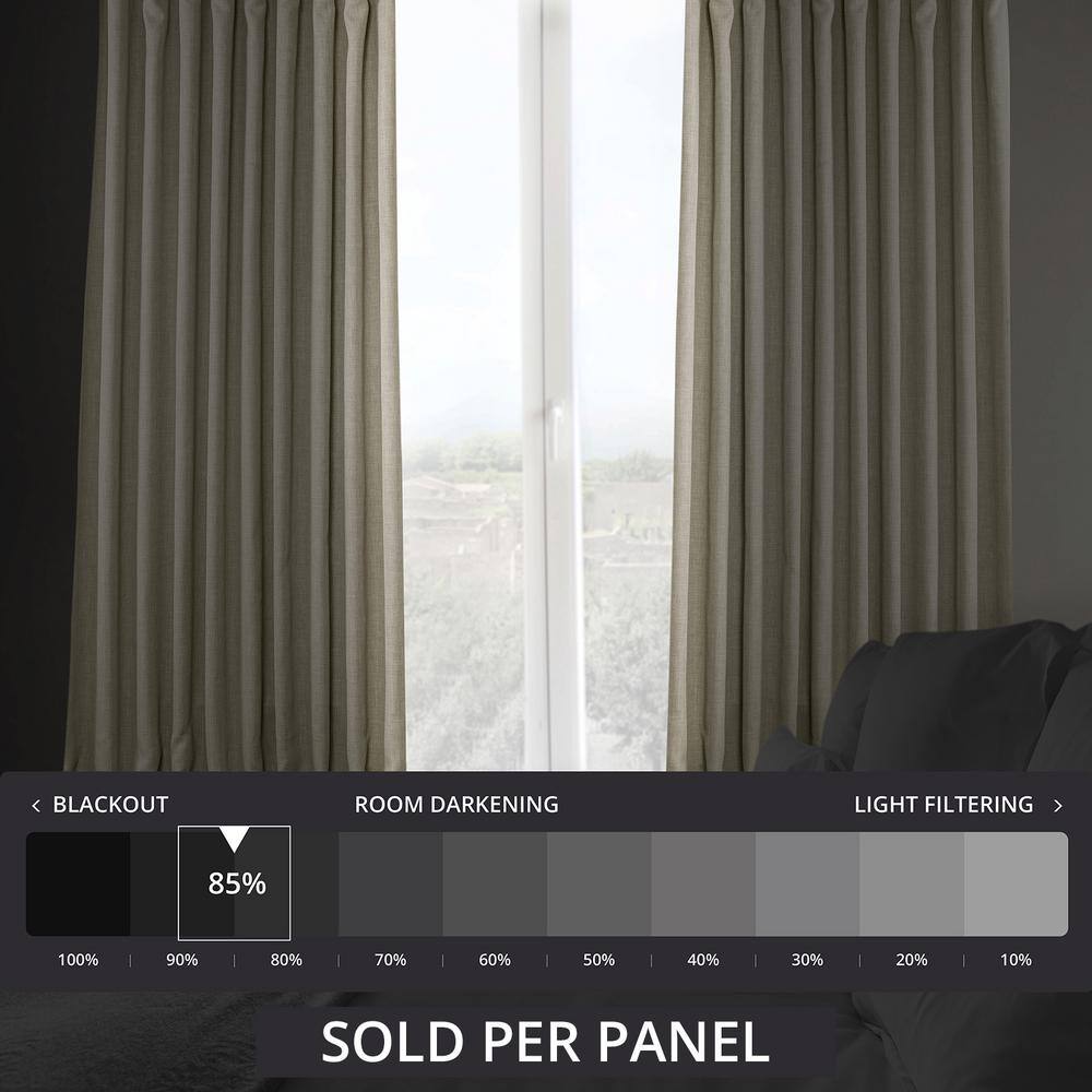 Oatmeal Beige Faux Linen Extra Wide Room Darkening Curtain - 100 in. W X 96 in. L (1 Panel)