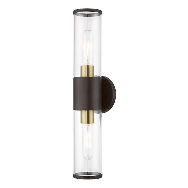 AVIANCE LIGHTING Prestwick 18.5 in. 2-Light Bronze ADA Vanity Light with Clear Glass