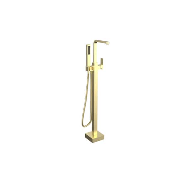 Maincraft Single-Handle Freestanding Tub Faucet with Hand Shower in Brushed Brass