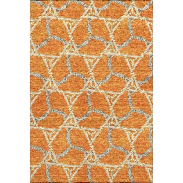 Addison Rugs Mayfield Premium Machine Washable Abstract AMF959 Orange 2 ft. 6 in. x 3 ft. 10 in. Area Rug
