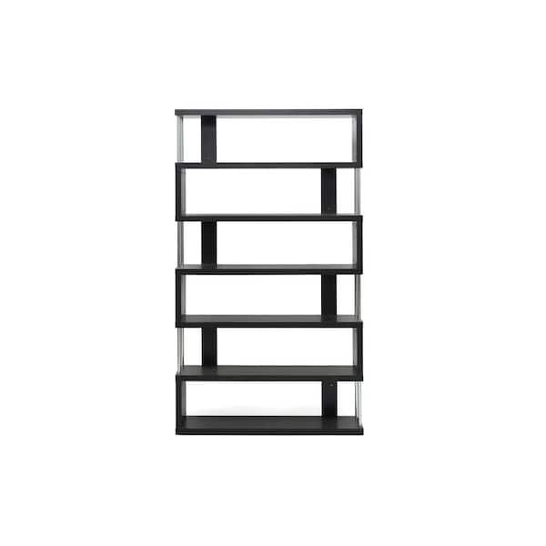 Baxton Studio 75.5 in. Dark Brown Wood 6 shelf Accent Bookcase