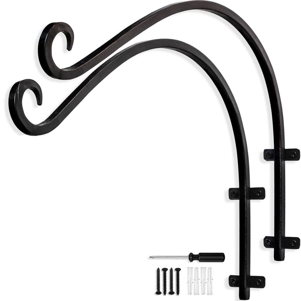 16 in. Metal Plant Hanger Bracket Outdoor Heavy Duty Wall Hooks for Bird Feeder and Flower Baskets 2 Pieces price history on PriceWatchPro