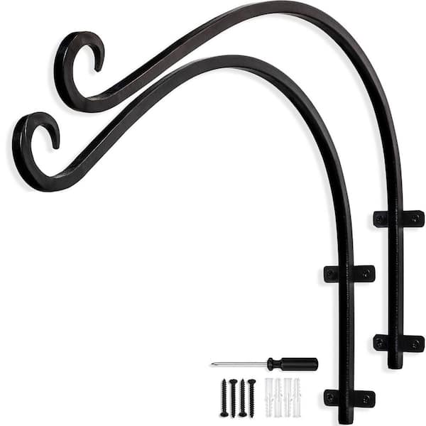 16 in. Metal Plant Hanger Bracket Outdoor Heavy Duty Wall Hooks for Bird Feeder and Flower Baskets 2 Pieces