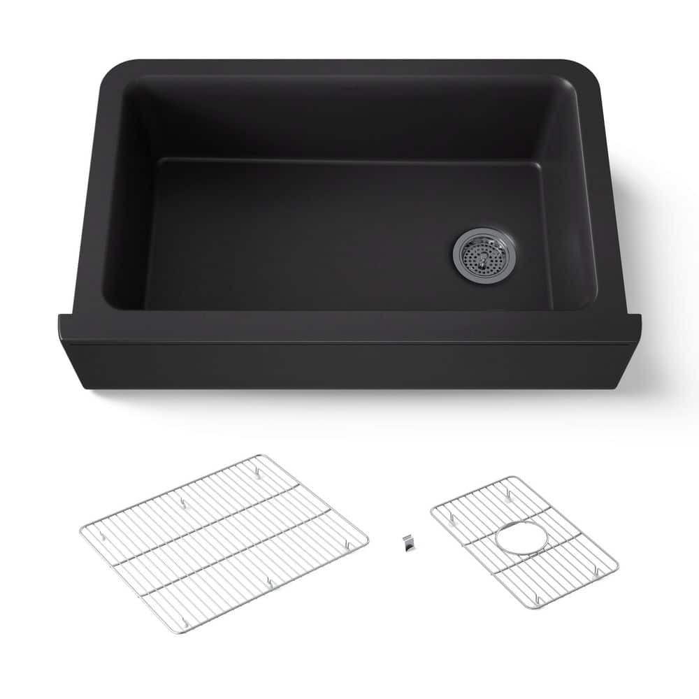KOHLER Cairn 34 in. Undermount Single Bowl Matte Black Engineered